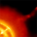 Still image from the Vela Pulsar Jet Movie