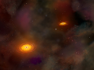 Illustration of a pair of black holes.