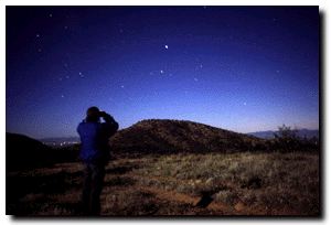 Looking up at the starry sky