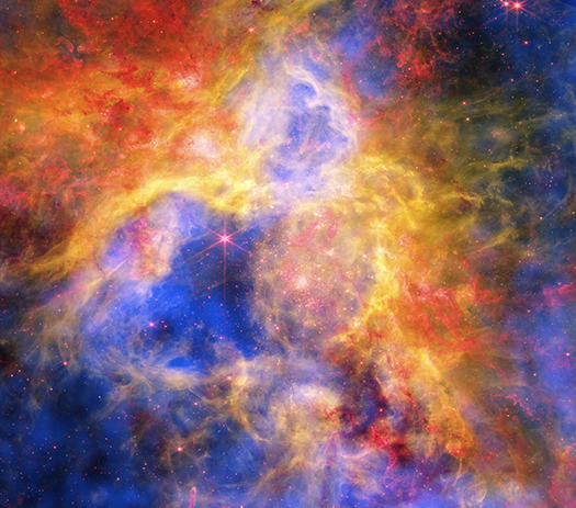A cropped version of the main image of this release, showing just a section of the image where all three layers overlap.