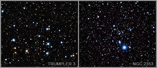 A labeled version of the main image showing the names of the two open clusters.